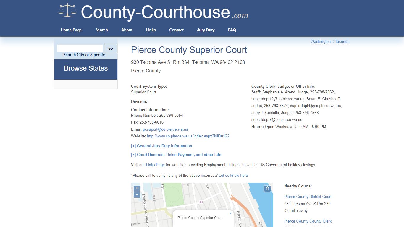 Pierce County Superior Court in Tacoma, WA - Court Information