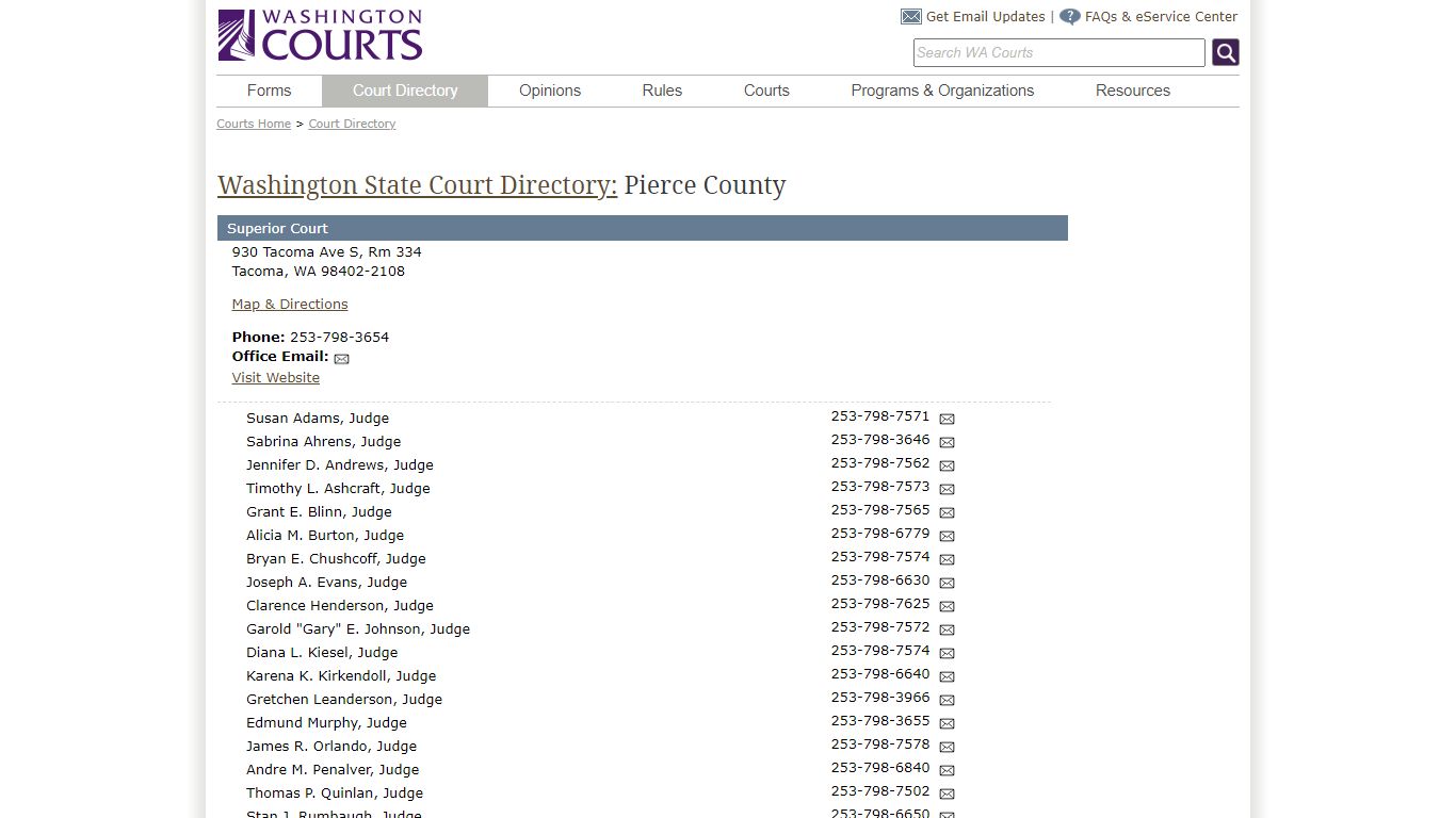 Washington State Courts - Court Directory